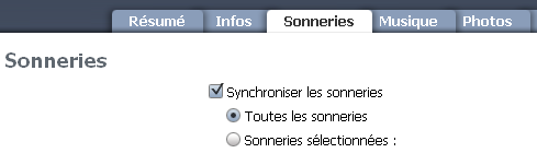 Synchronisation iPhone sonneries