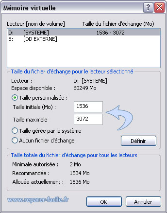 memoire virtuelle xp 3