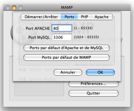Configuration MAMP